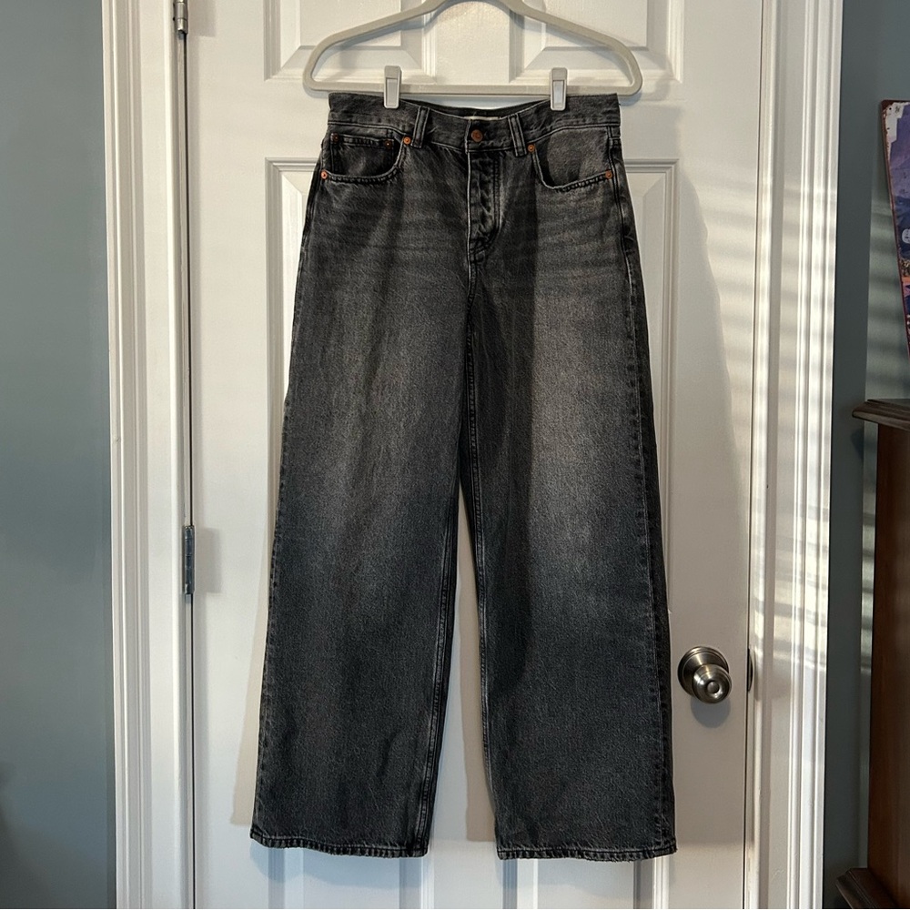 Madewell Black Washed Wide-Leg Jeans